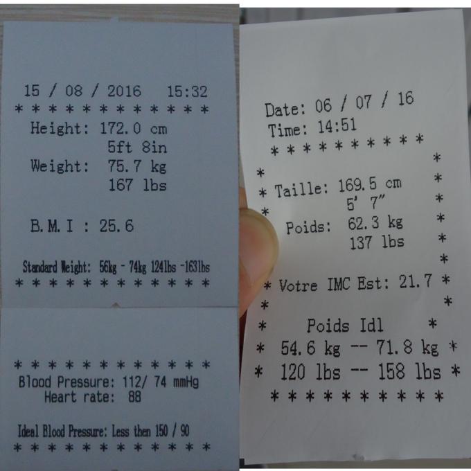 Balances à jetons avec la tension artérielle de mesure de taille et l'analyse de BMI