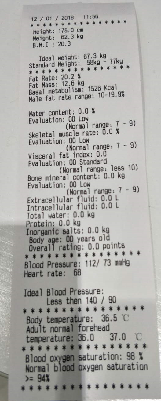 Balance de pharmacie avec l'analyseur de graisse du corps avec le capteur de pression de piézoélectrique de la tension artérielle 500kg
