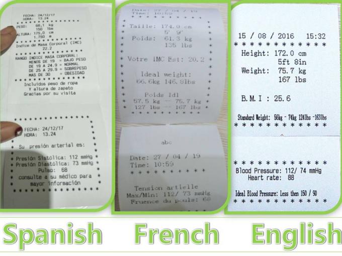 Pharmacie/échelle de mesure de taille et poids d'hôpital avec la langue multi